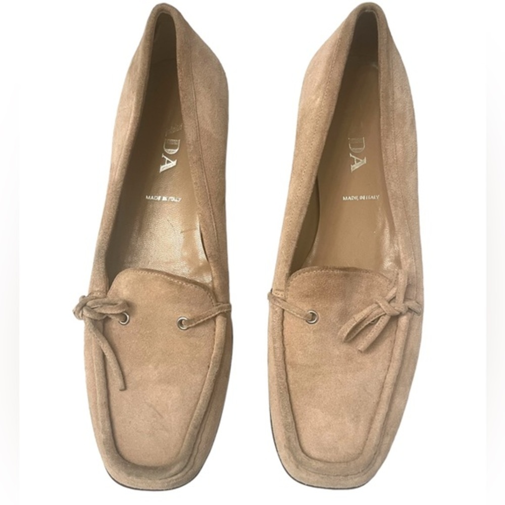 Prada Beige Suede Moccasin Loafers Size 7
